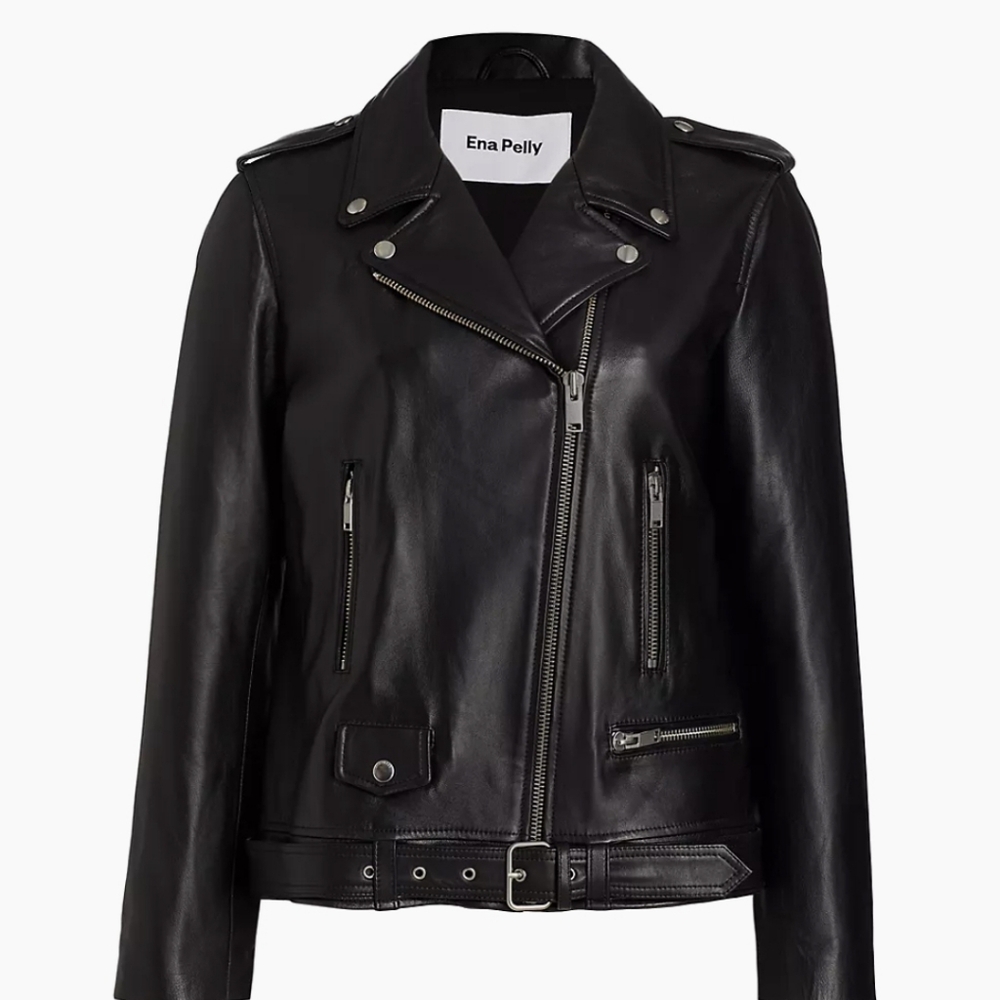 Ena Pelly Oversized Leather Biker Jacket